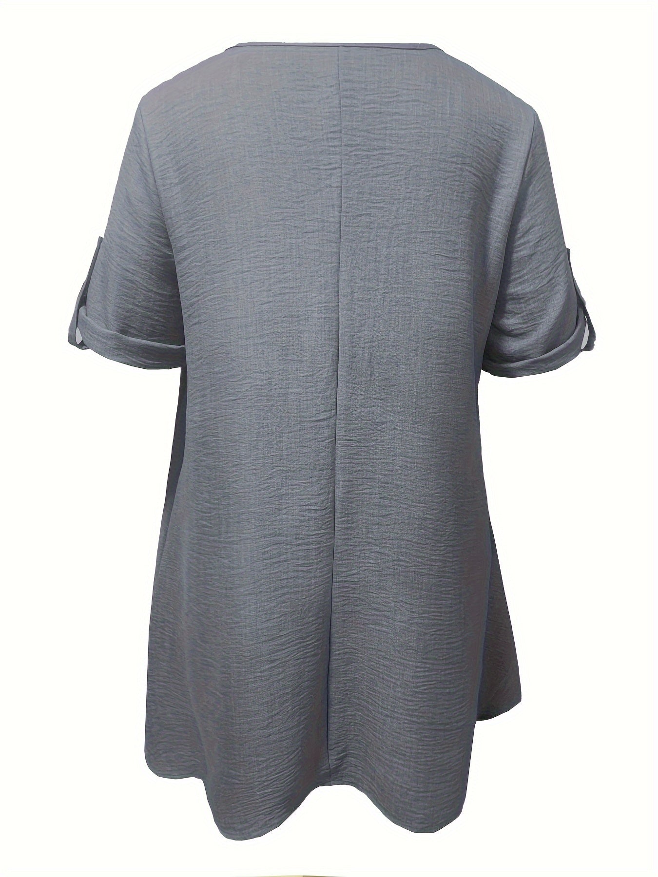 Beige Peplum jurk voor dames met V-hals, losse pasvorm, gebalde zoom - Casual reizen en vakantie kleding, polyester stof, lente/zomer stijl, casual kleding|Peplum zoom|Polyester jurk